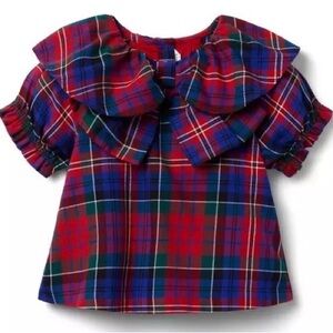 Janie and Jack Red Plaid Blouse with Ruffle Detail 18-24 months